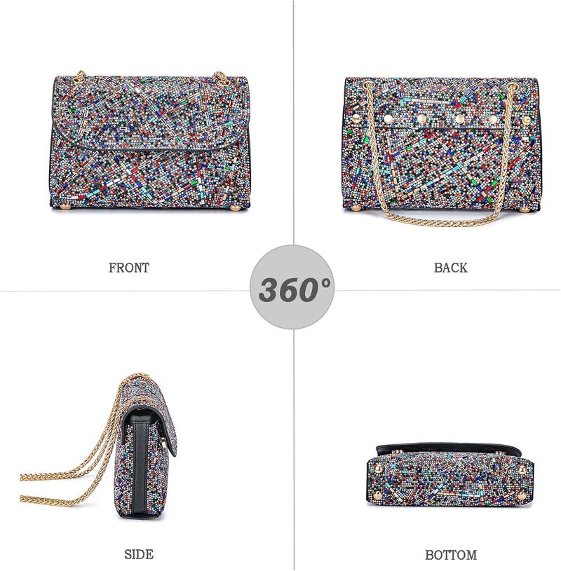 BBTT.ful Shoulder Bags Crossbody Bag Purses Handbags Crystals Rhinestone Evening Bag for Women Clutch Purse with Chain - Image 3